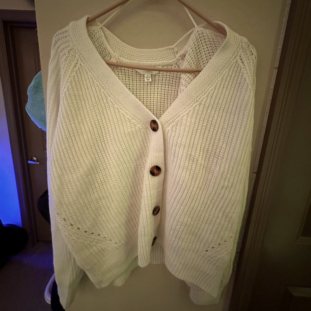 Snowy White Button-Up Cardigan